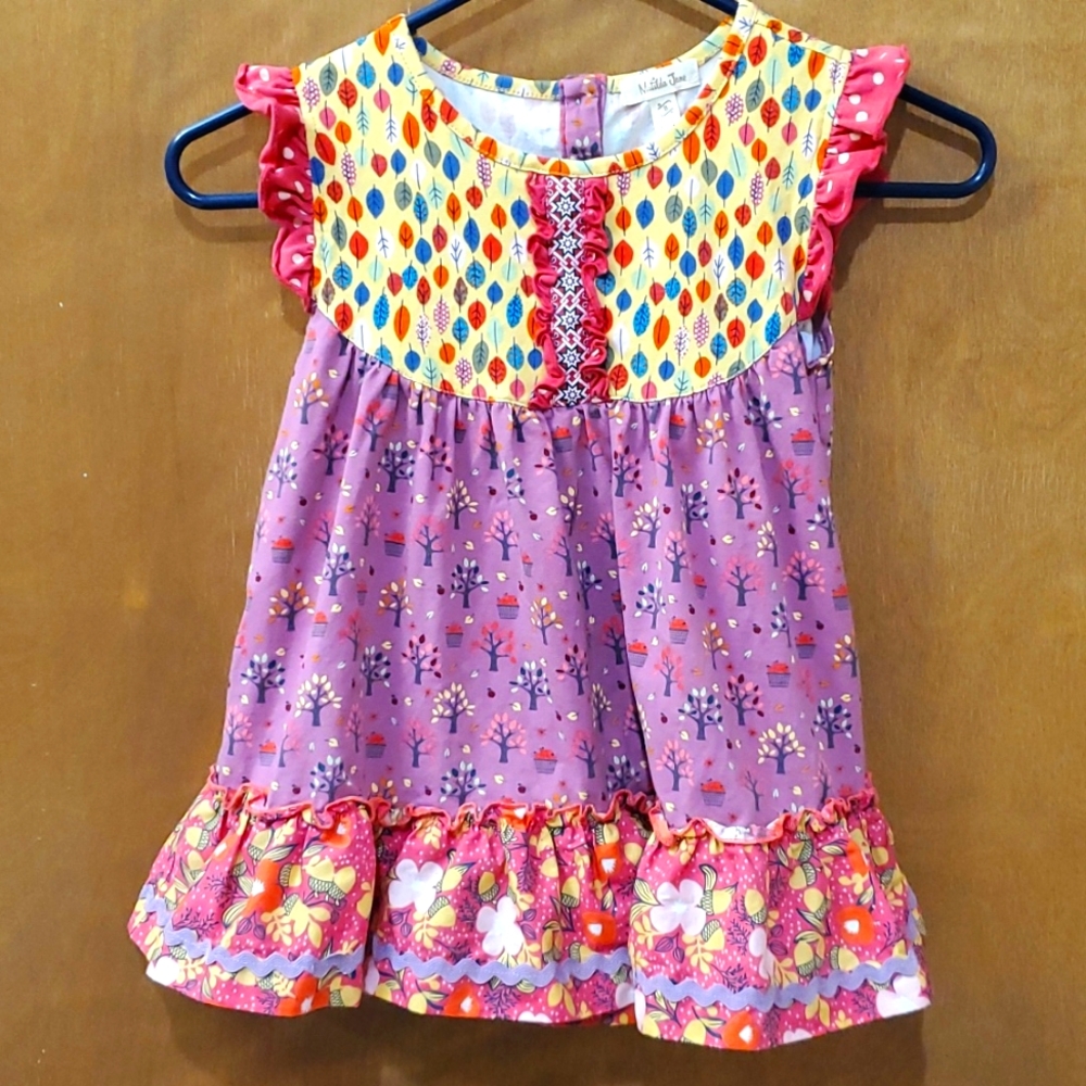 Matilda Jane Saffron flutter top with autumn leaves